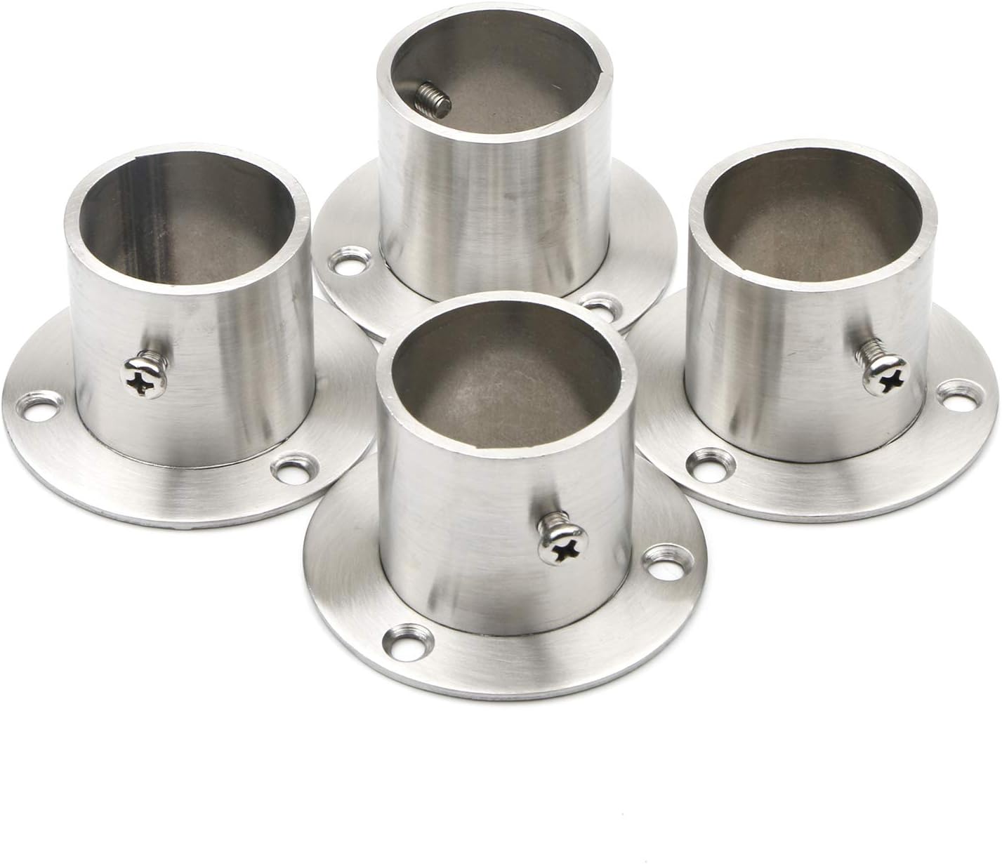 Pxyelec Soporte de brida de barra de armario de acero inoxidable para tubo de acero de 1.3 pulgadas de diámetro exterior, paquete de 4