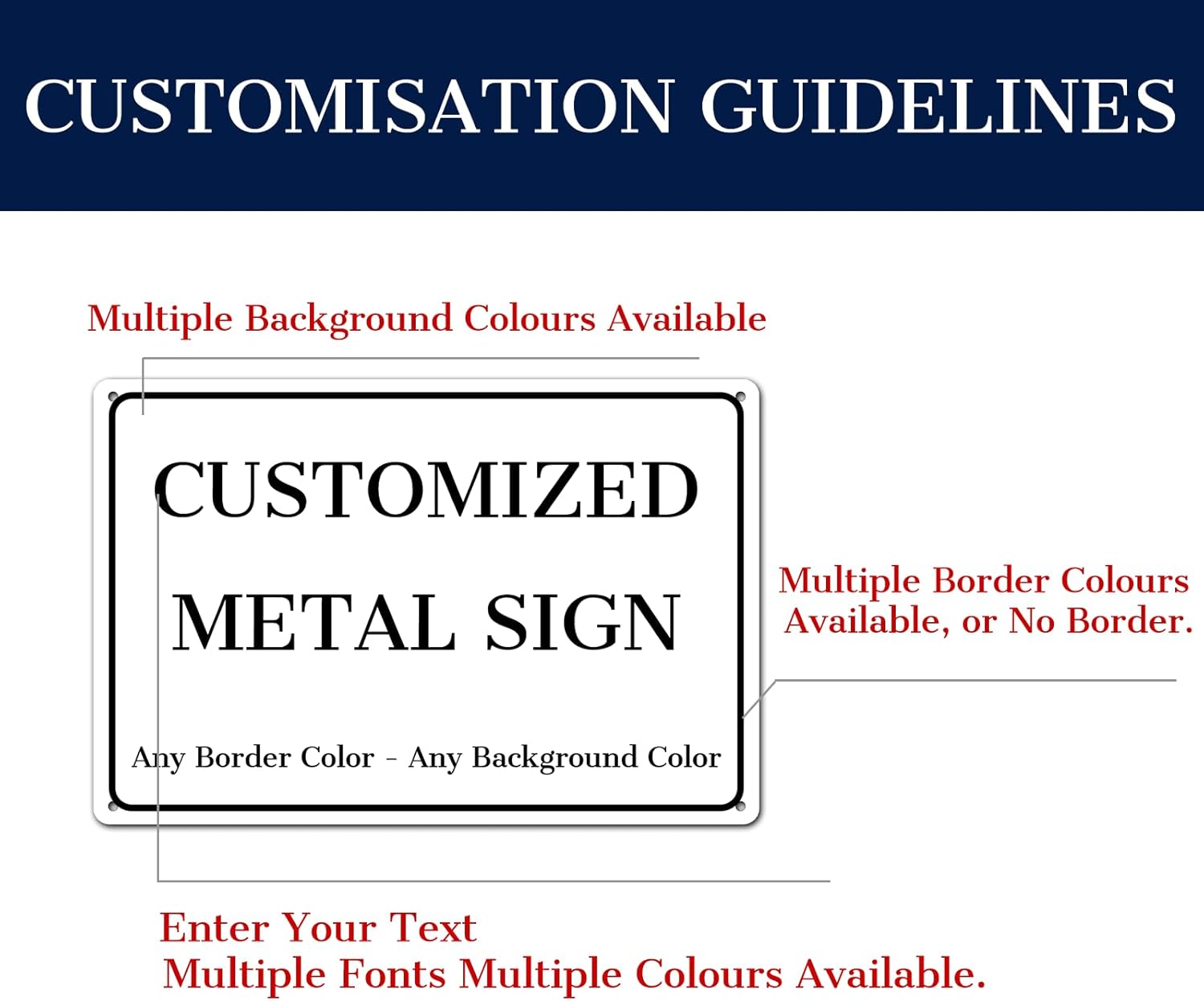 Letreros personalizados de metal para exteriores, 12 x 8 pulgadas, letreros de entrada personalizados de aluminio a prueba de óxido, letreros de