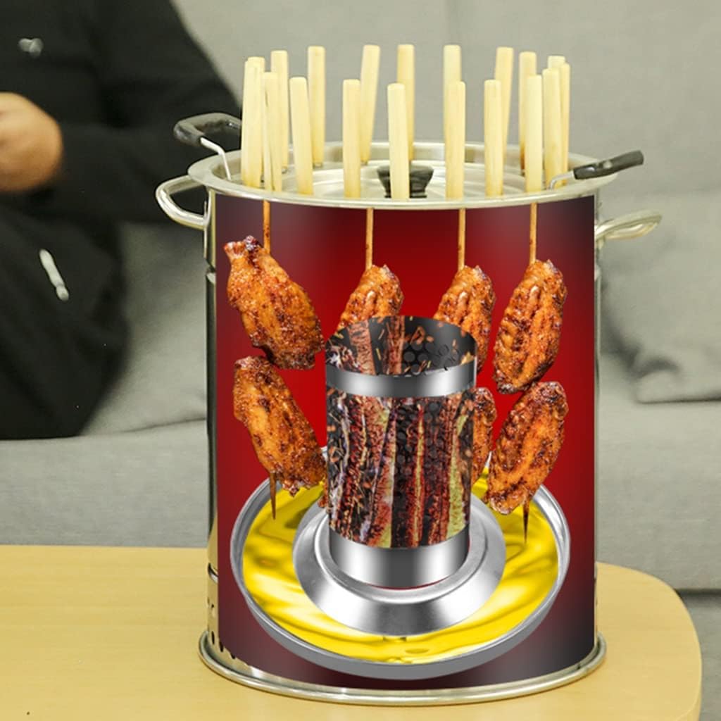 20-28 Máquina de parrilla de kebab sin humo, horno asador vertical, 5-6 minutos de rápido b aking, aceite y carbono separados, para interiores y