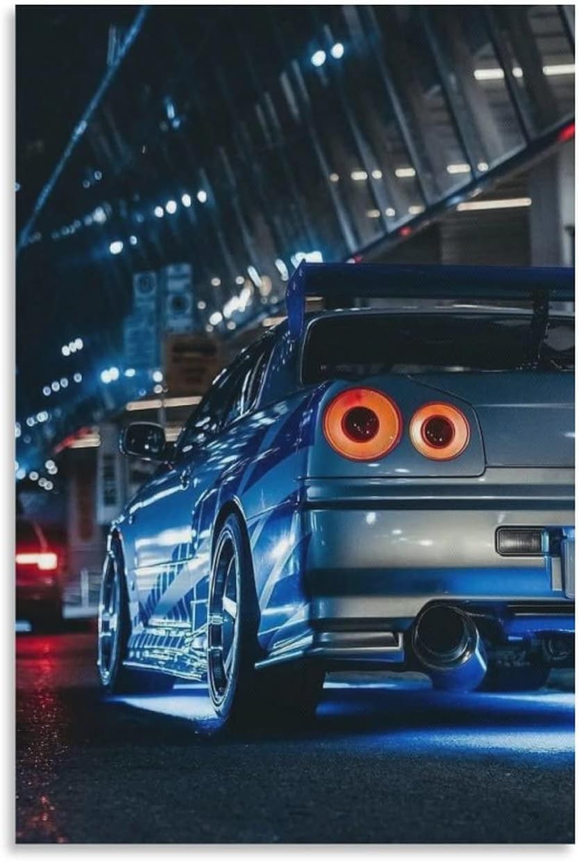 Jdm Art – Póster de automóvil japonés azul, lienzo para pared, decoración familiar moderna, 08 x 12 pulgadas (7.9 x 11.8 in)