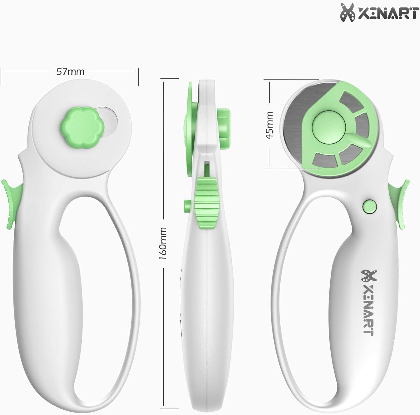 XINART Cortador giratorio de 1.77 pulgadas para bloqueo de seguridad de tela, ergonómico, clásico, cómodo, de tela, cortador giratorio pequeño para