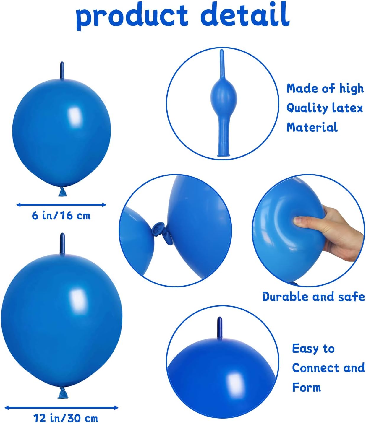 IN-JOOYAA Globo de látex transparente de 6 pulgadas y 12 pulgadas, 200 globos de enlace rápido, globos enlazables para decoración de fiestas