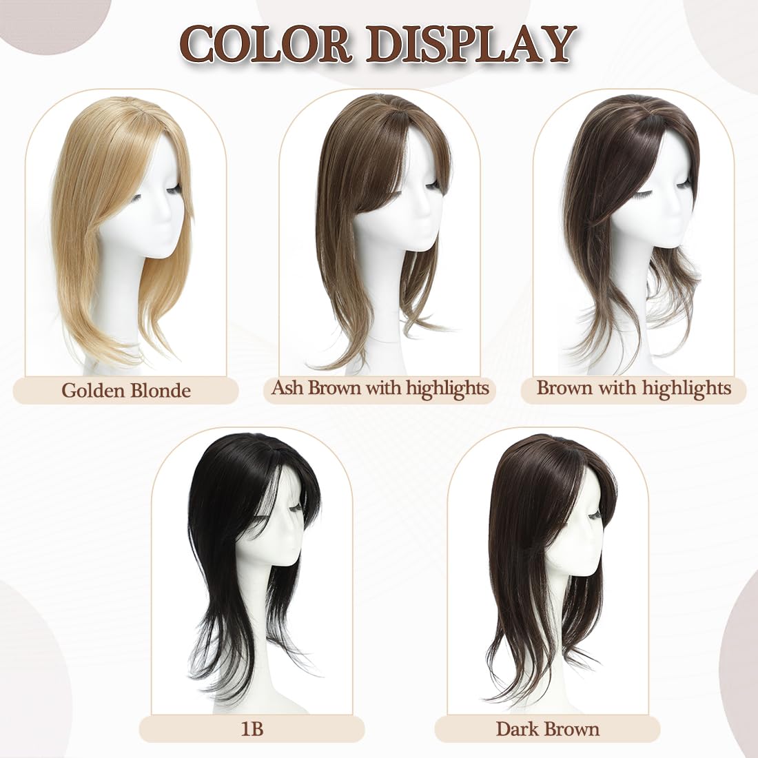 UDU Toppers para el cabello para mujer para adelgazar el cabello rubio oscuro, reflejos de fibra sintética, piezas de pelo para mujer, multicapa,