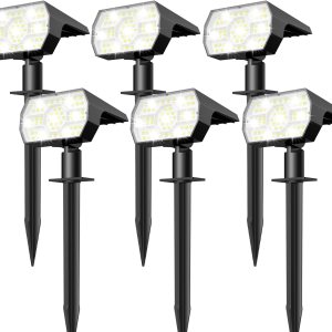 NYMPHY Solar Lights Outdoor Waterproof IP68, 56 LED 3 Lighting Modes Solar Powered Garden Yard Spot Solar Lights for Outside Landscape- 6 Pack (Cool NYMPHY Solar Lights Outdoor Waterproof IP68, 56 LED 3 Lighting Modes Solar Powered Garden Yard Spot Solar Lights for Outside Landscape- 6 Pack (Cool
