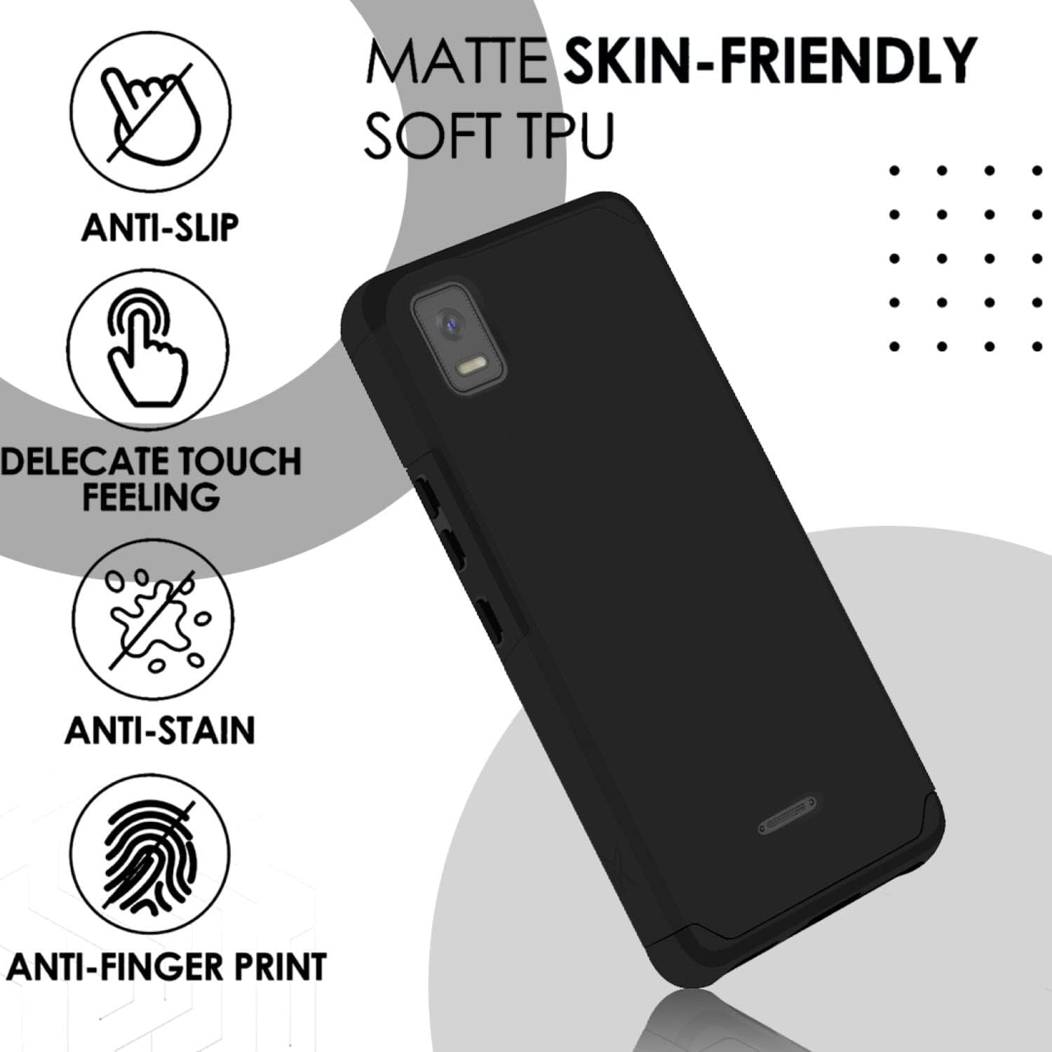 TJS Funda compatible con Cricket Debut Smart 2022, híbrida de doble capa (compatible con montaje magnético), a prueba de golpes, protección contra