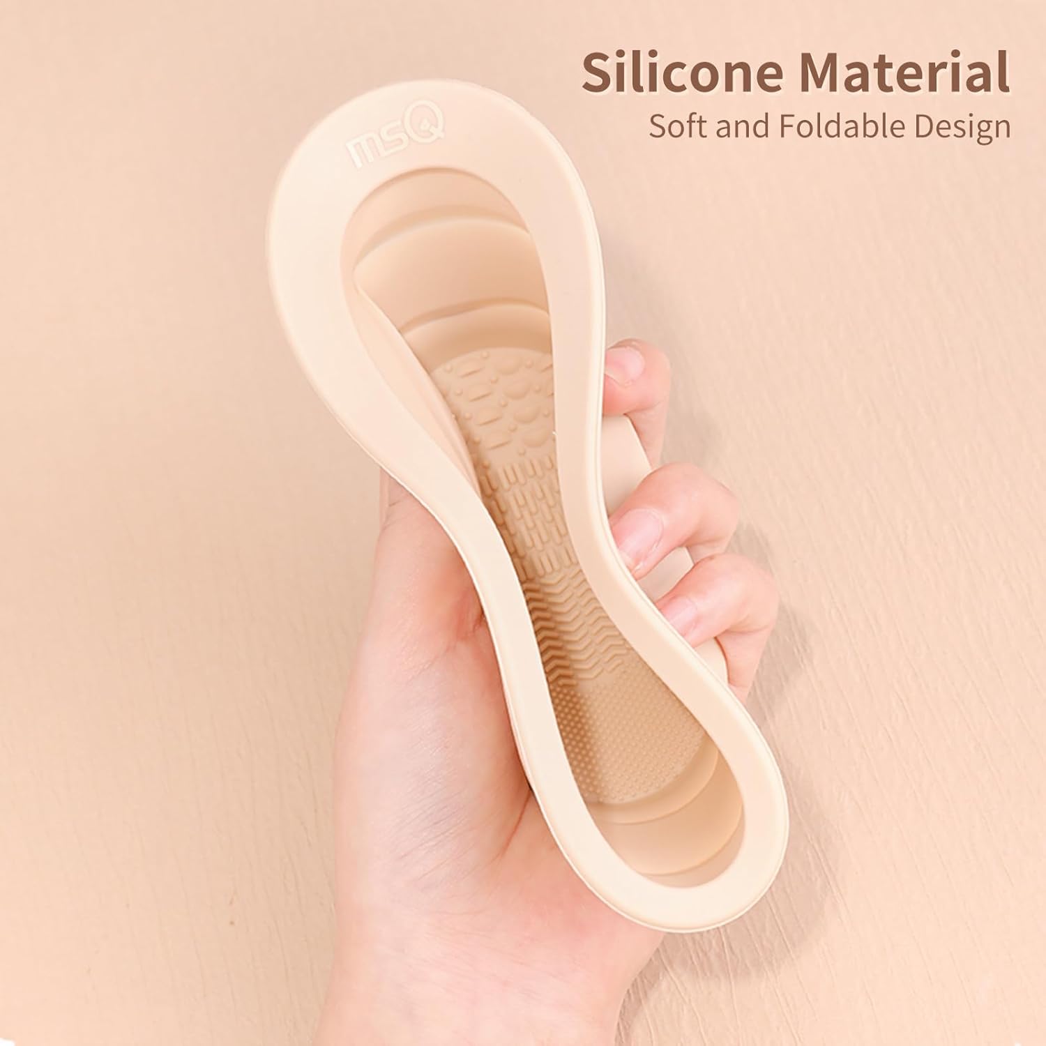 Limpiador de brochas de maquillaje de silicona plegable Tazón MSQ Cepillo de maquillaje Alfombrilla de limpieza portátil para cepillos, soplos de