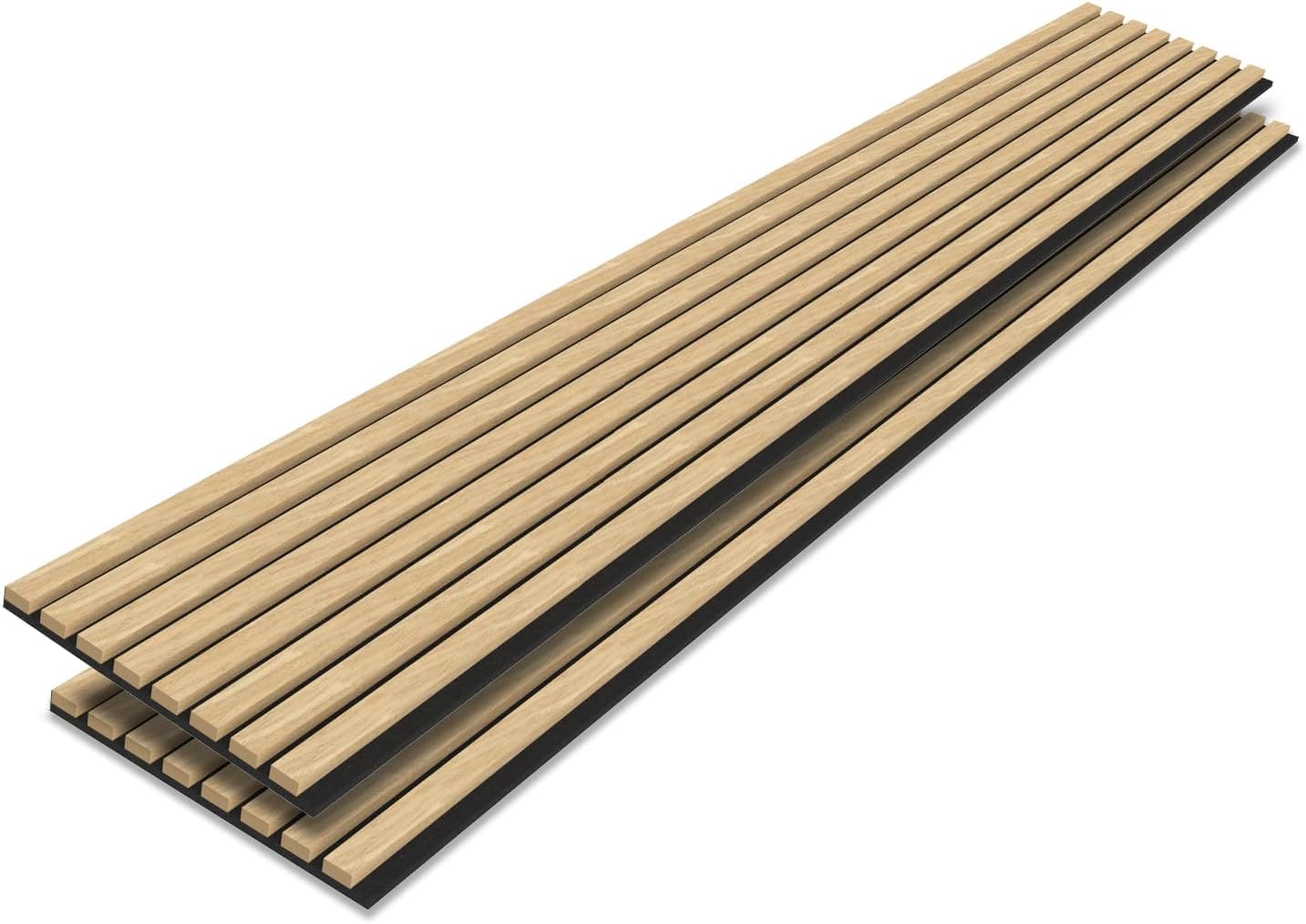 Paneles acústicos con lamas de madera, paquete de 2, 94.5″ x 11″ x 5164″ cada uno, de piso a techo, panel de madera para pared, para decoración de