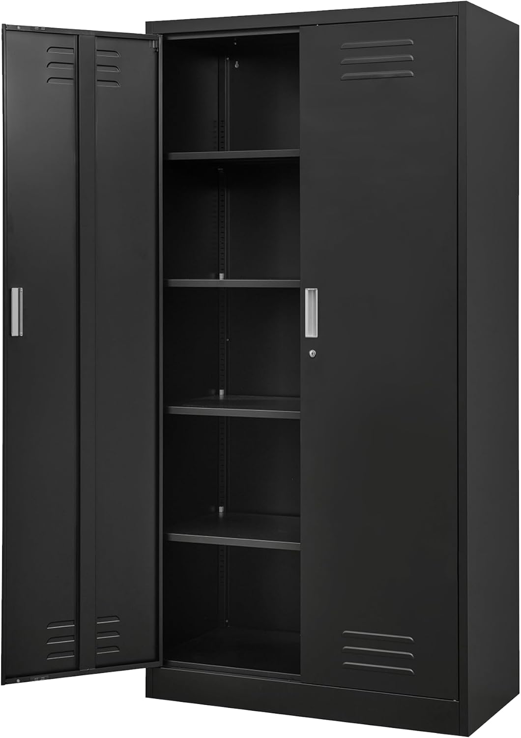 TaskStorz Armario de almacenamiento de metal de 71 pulgadas con puertas de bloqueo y estantes ajustables, gabinete SnapIt de acero, gabinete de