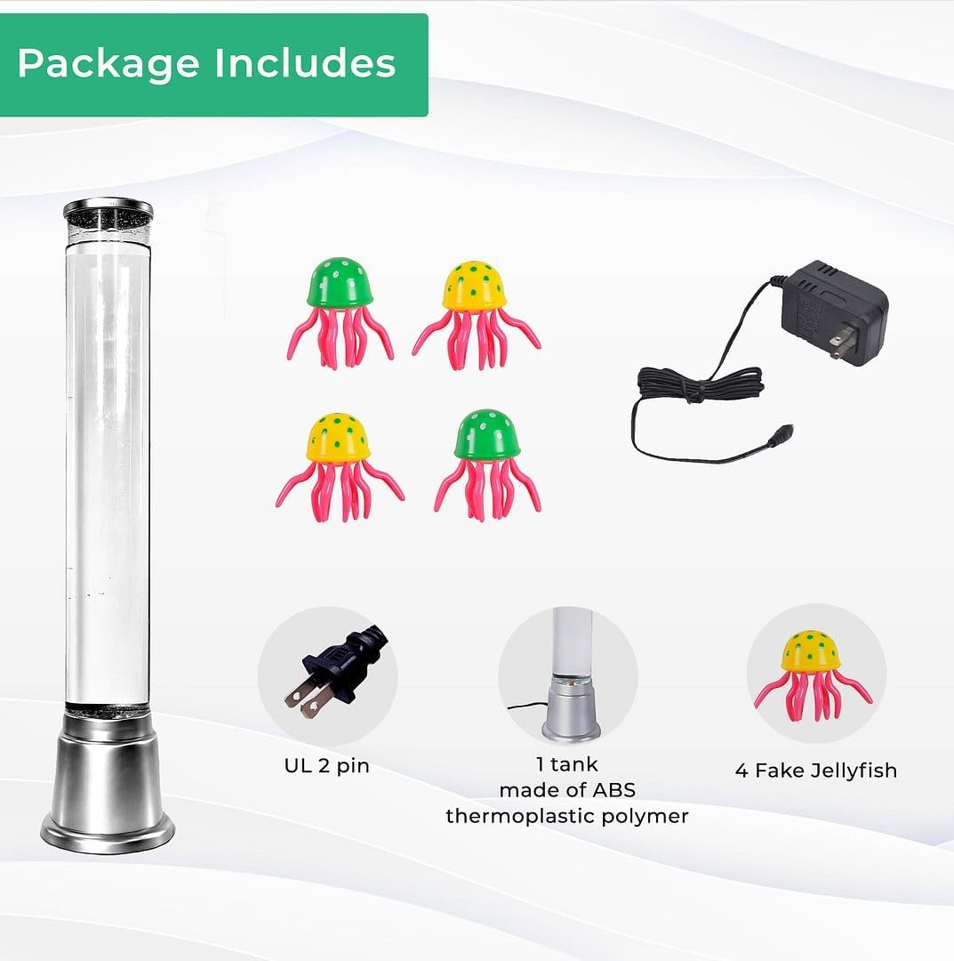 Shop LC – Lámpara eléctrica de medusas, lámpara artificial de acuario para tanque de peces falsos con lámpara de tubo de burbujas sensorial, luz