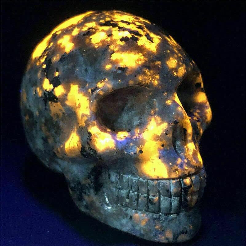 TEAMWILL 2″ Natural Flame’s Stone Cuarzo Calavera Cristal Tallado a Mano Curación 1pc