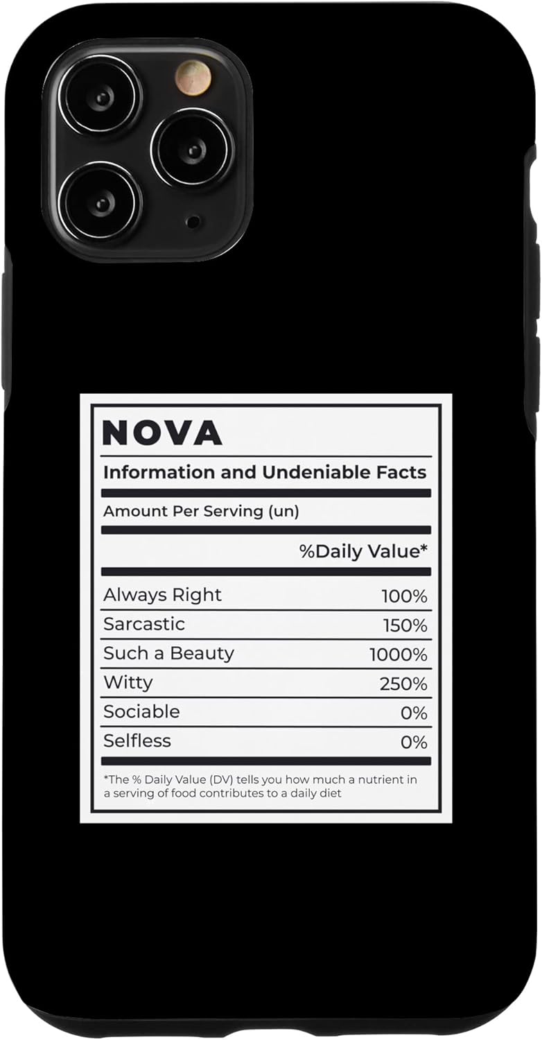 iPhone 11 Pro NOVA Funny Nutrition Facts Custom Girl Name Mother’s Day Case