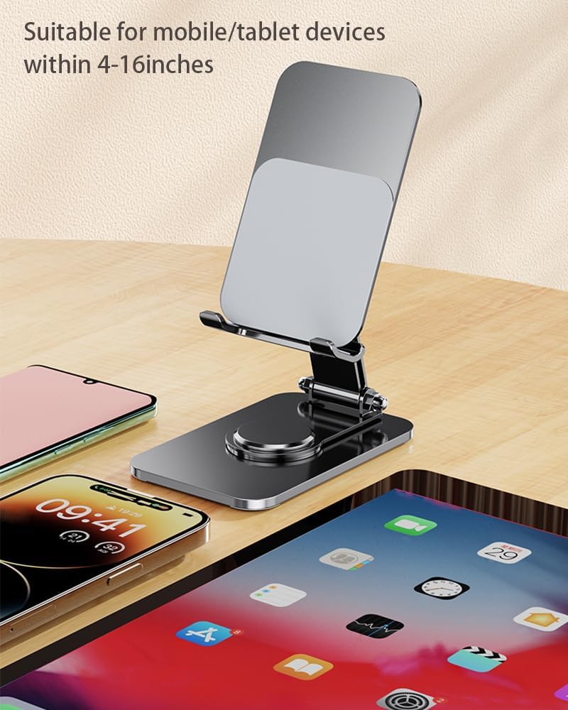 Mayten Soporte plegable para teléfono de escritorio, soporte de teléfono de metal para escritorio, soporte ajustable para iPhone iPad compatible con