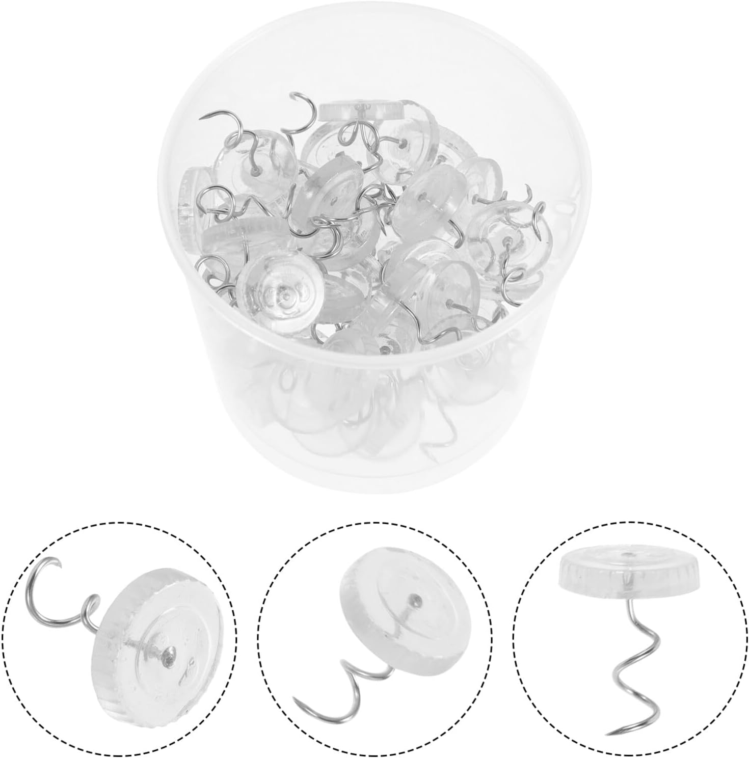 EXCEART 50 alfileres giratorios de cabeza transparente para falda de cama, pasadores giratorios para sujetar tachuelas de tapicería para fundas y