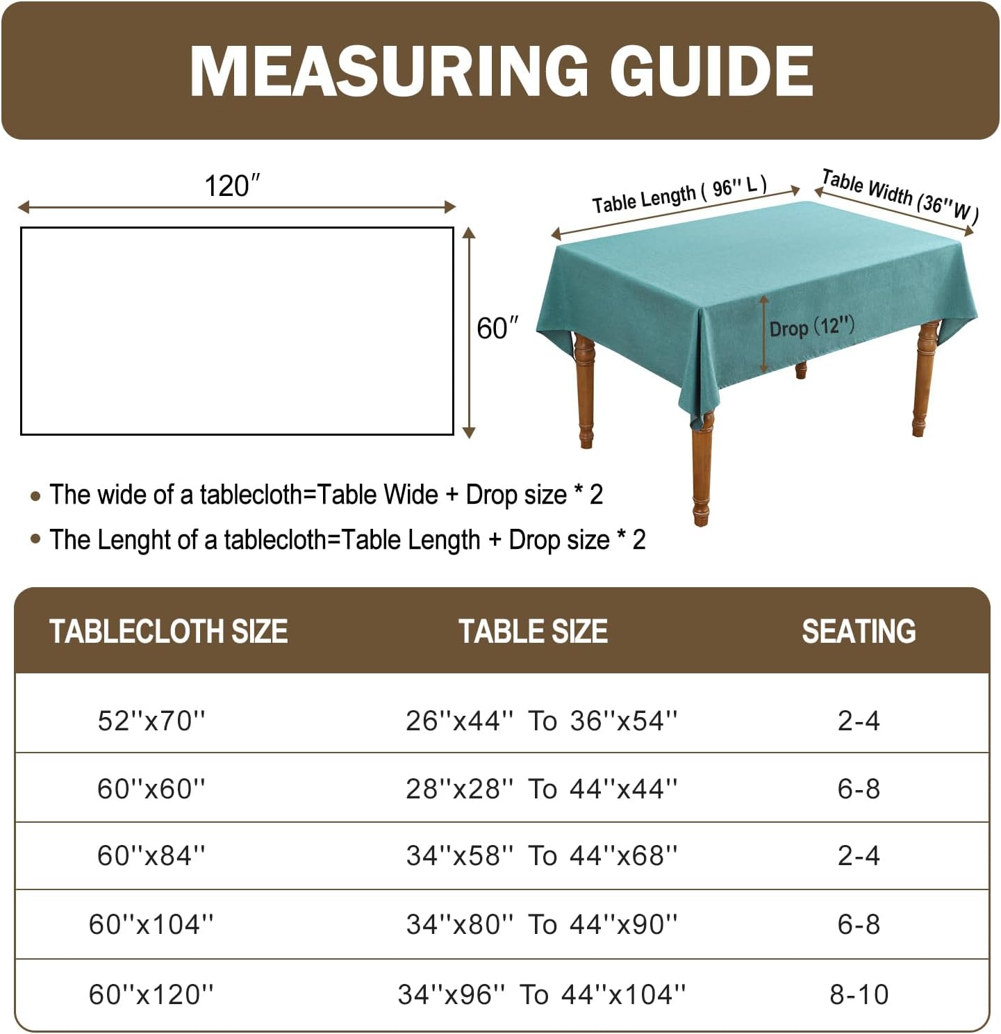 Mantel texturizado rectangular de 60 x 84 pulgadas, resistente al agua, a prueba de derrames, lavable, tela sin arrugas, cubierta de mesa de comedor