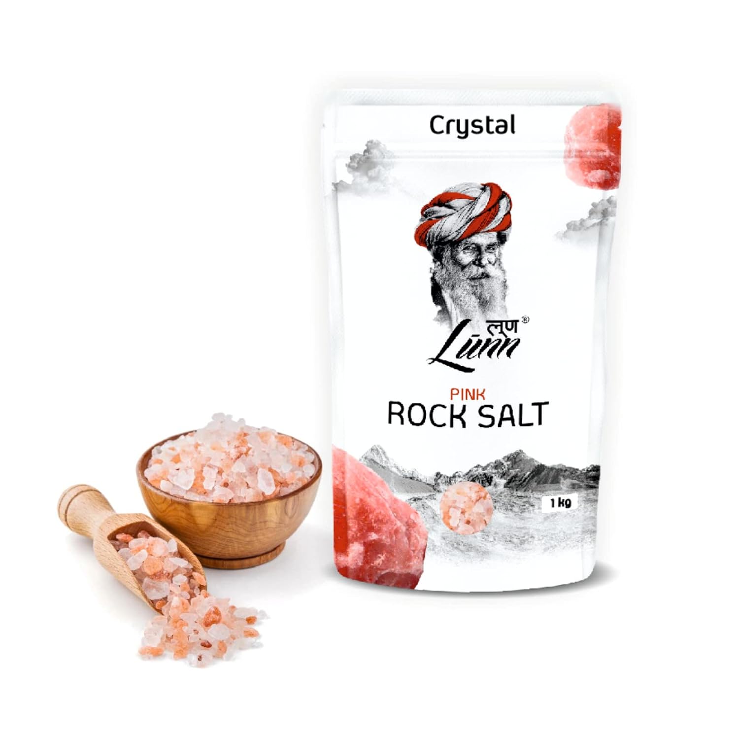LUNN Sal de roca rosa del Himalaya de cristal natural  35.27 onzas (2.2 lbs)  Rica en minerales  Sal pura sin refinar  Sin OMG  Sin gluten  Vegana
