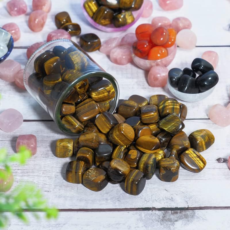 Juego de piedras pulidas de 1 libra, cristales y piedras curativas, piedras preciosas y cristales, piedras pulidas y cristales a granel, piedras