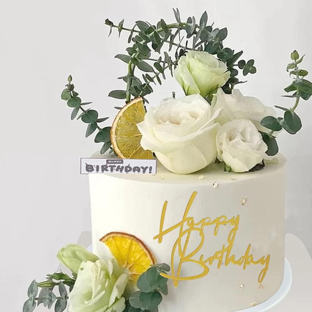 JYNice – 4 decoraciones para tartas de fiesta de cumpleaños, acrílico dorado, para decoración de pasteles de cumpleaños de bebé (JYNice)