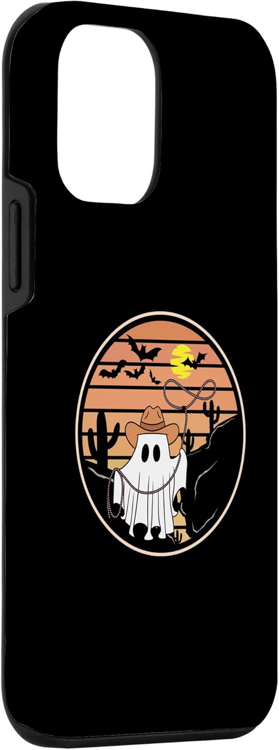 iPhone 12 mini lindo, divertido fantasma vaquero de Halloween, familia, funda occidental