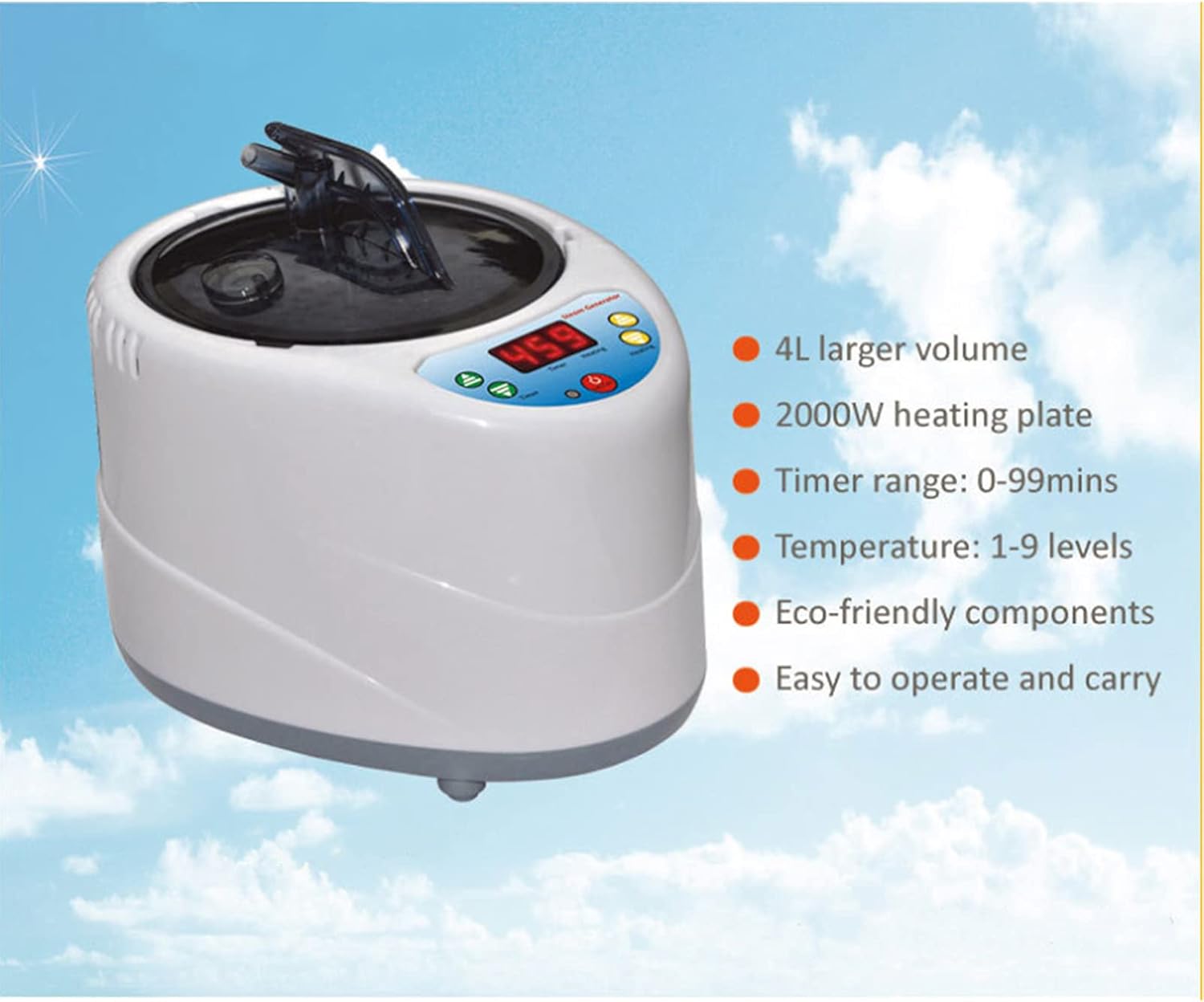 CGOLDENWALL Sauna de vapor portátil Home Personal Spa, 4L 2000W máquina de olla de vapor puede continuar generando vapor durante 99 minutos, sala de