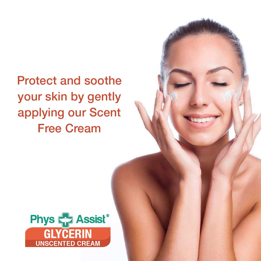PhysAssist Oncology Glicerina Crema Hidratante Sin Perfume para Piel Estresada Seca. Diseñado para aquellos con Intolerancias a la Fragancia Después