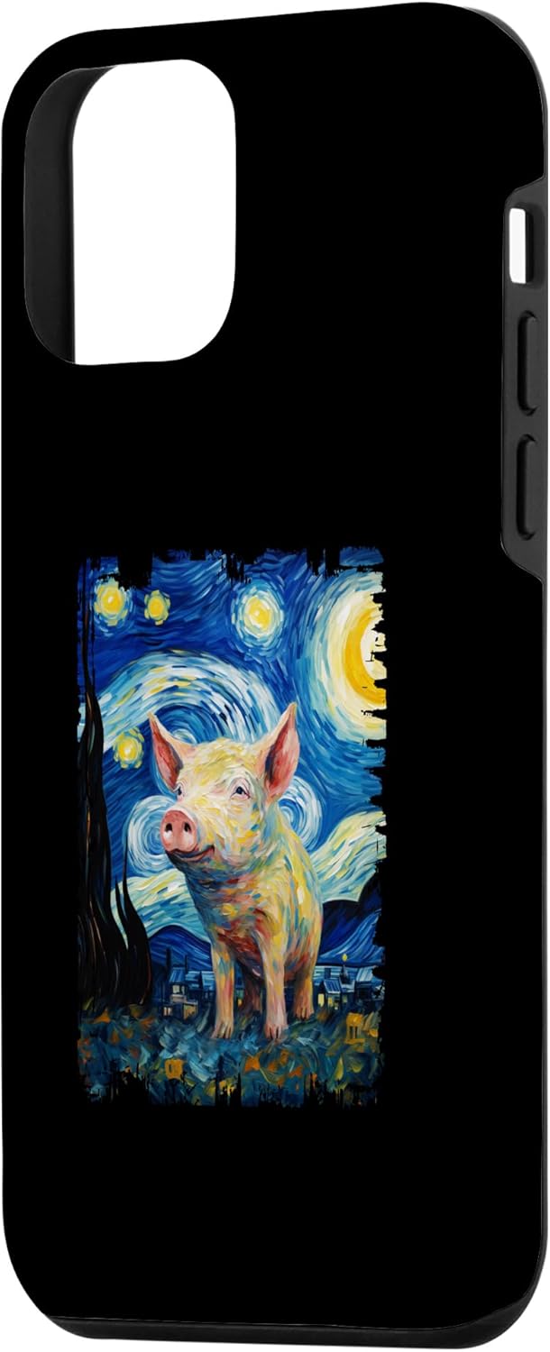 iPhone 12 mini Pig Starry Night Painting Mom Dad Case