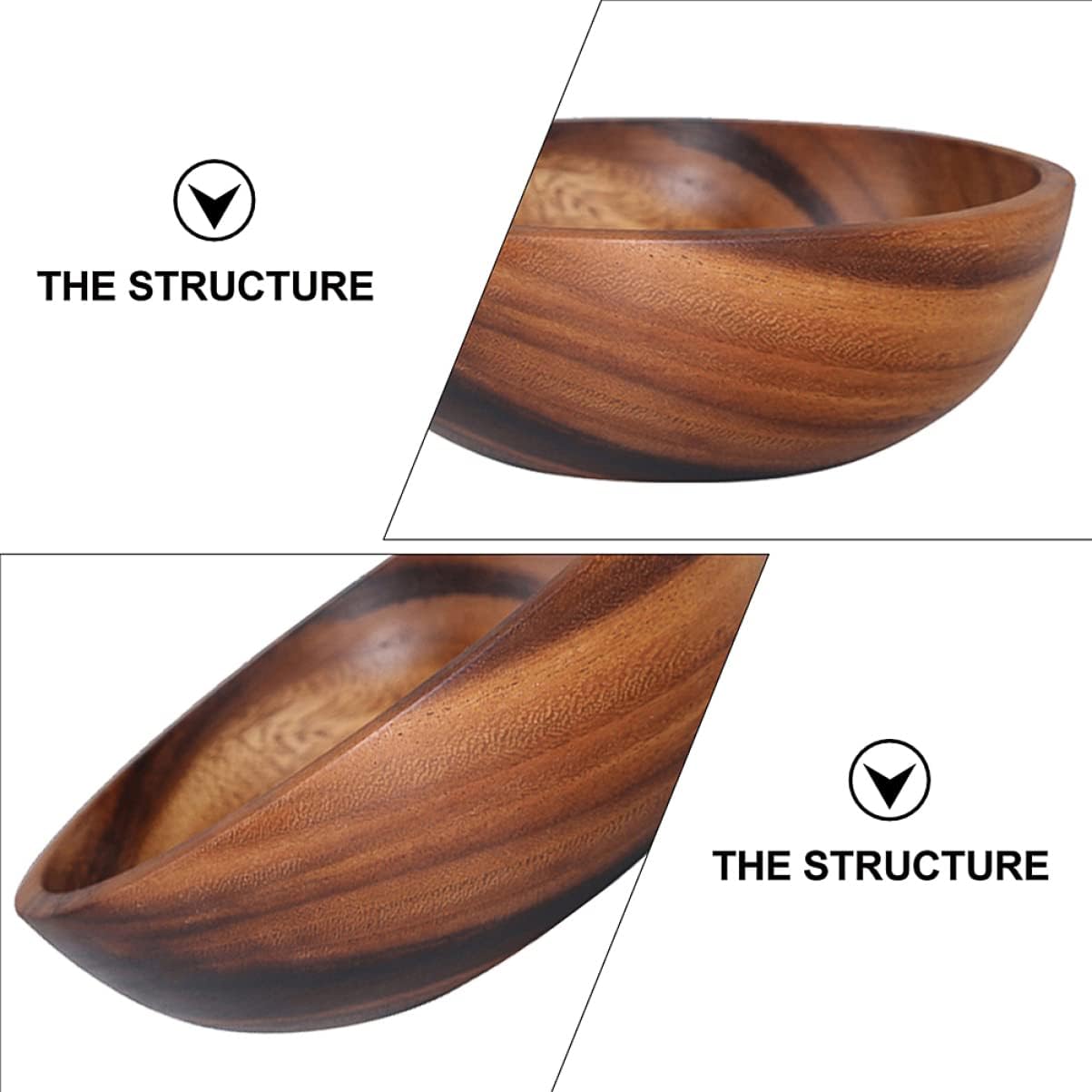 Cabilock Ensaladera de madera recipiente de postre contenedor de almacenamiento titular de madera ensaladera tazón de ensalada 20X7.5CM