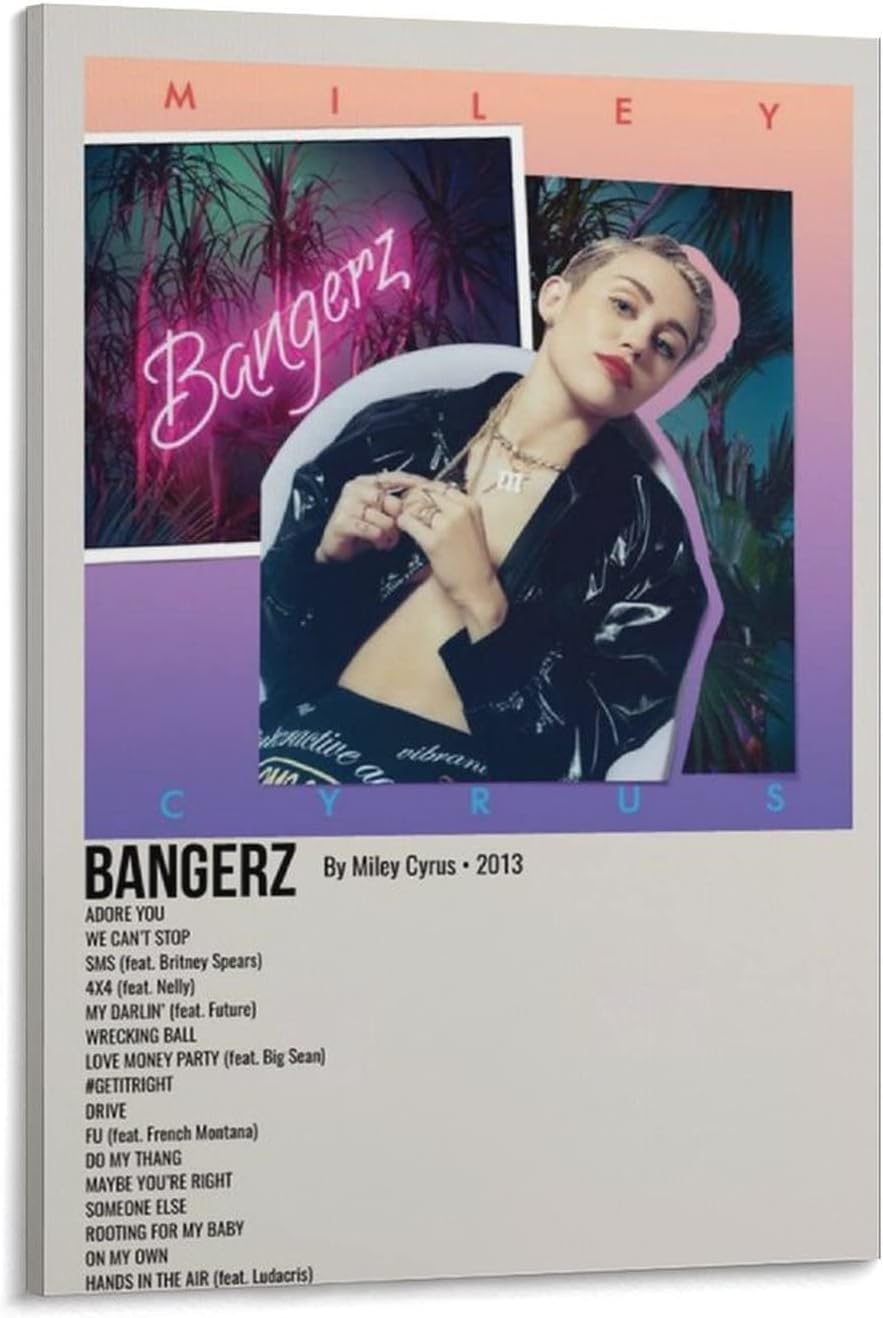 Miley Cyrus BANGERZ 2013 – Póster de lienzo para decoración de dormitorio, paisaje, oficina, marco de regalo de cumpleaños de San Valentín, estilo