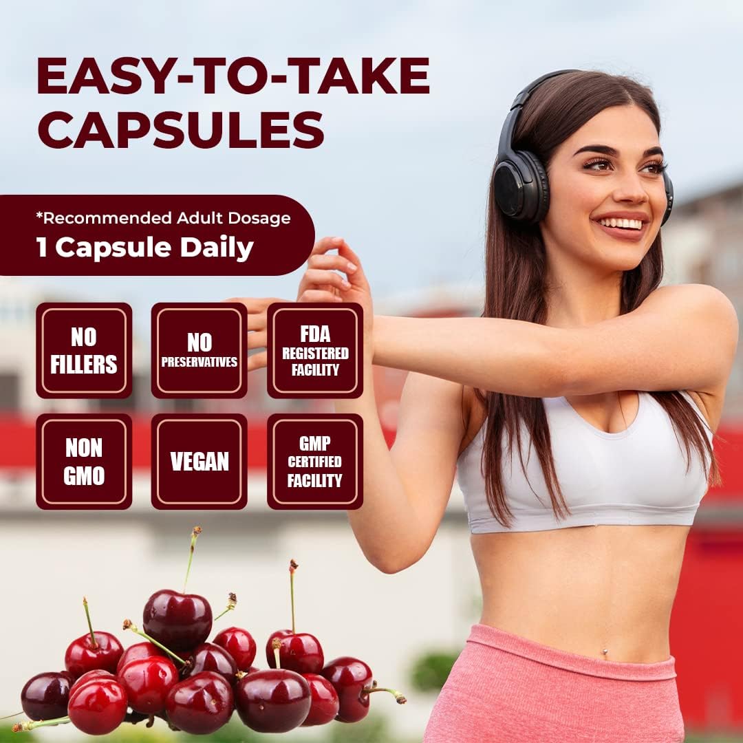 Pomona Wellness Suplemento de cereza ácida, soporte antioxidante, ayuda a la recuperación muscular, vitamina de frutas hecha con cerezas ácidas, sin