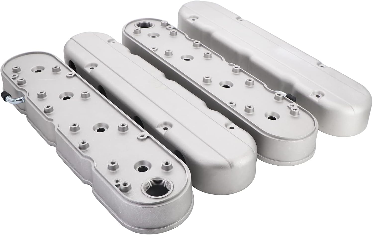 LS – Cubiertas de válvula de aluminio fundido liso con soportes de bobina y cubiertas compatibles con Che-vy Small Block SB V8 293 325 376 427,