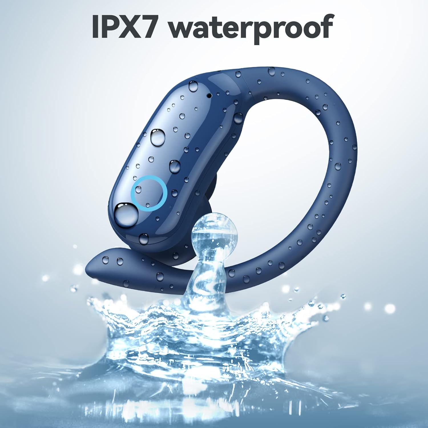 GNMN Auriculares Bluetooth inalámbricos 80 horas de reproducción IPX7 impermeables auriculares estéreo con ganchos para las orejas, micrófono