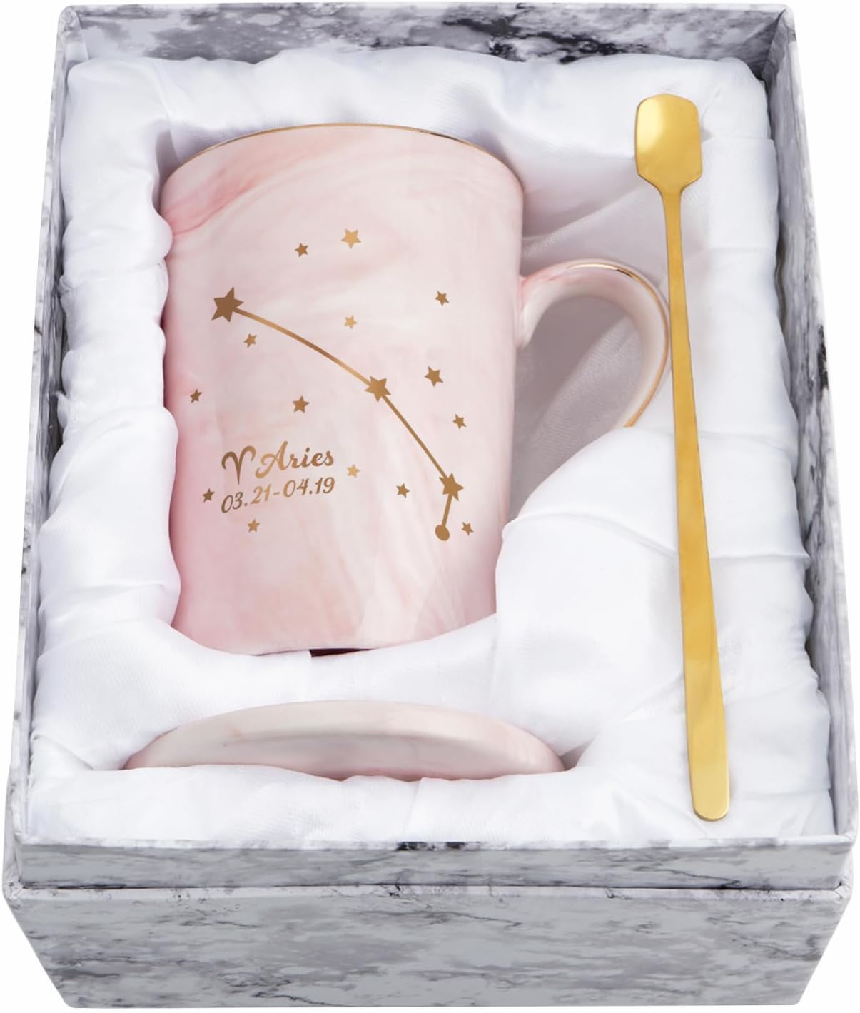 YHRJWN Regalos de Aries para mujeres, regalos de constelación Aries, tazas de café con signo del zodiaco Aries para 12 amantes de las constelaciones