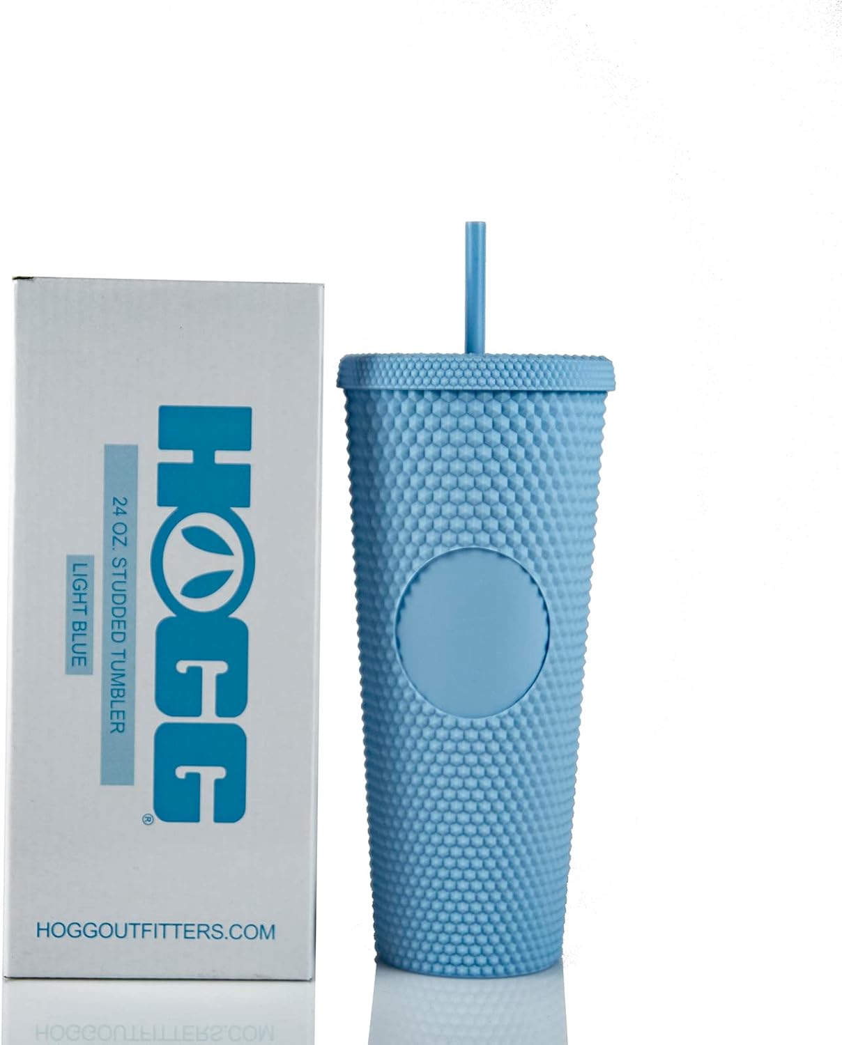 Hogg Vaso con tachuelas de 24 onzas con tapa y pajita, para bricolaje, personalizable con brillo o purpurina, vaso Venti texturizado reutilizable,