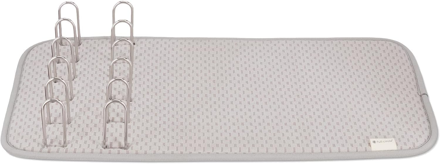 Full Circle Shape Shifter – Accesorios para fregadero de cocina, tapete de microfibra reciclada + estante, color gris