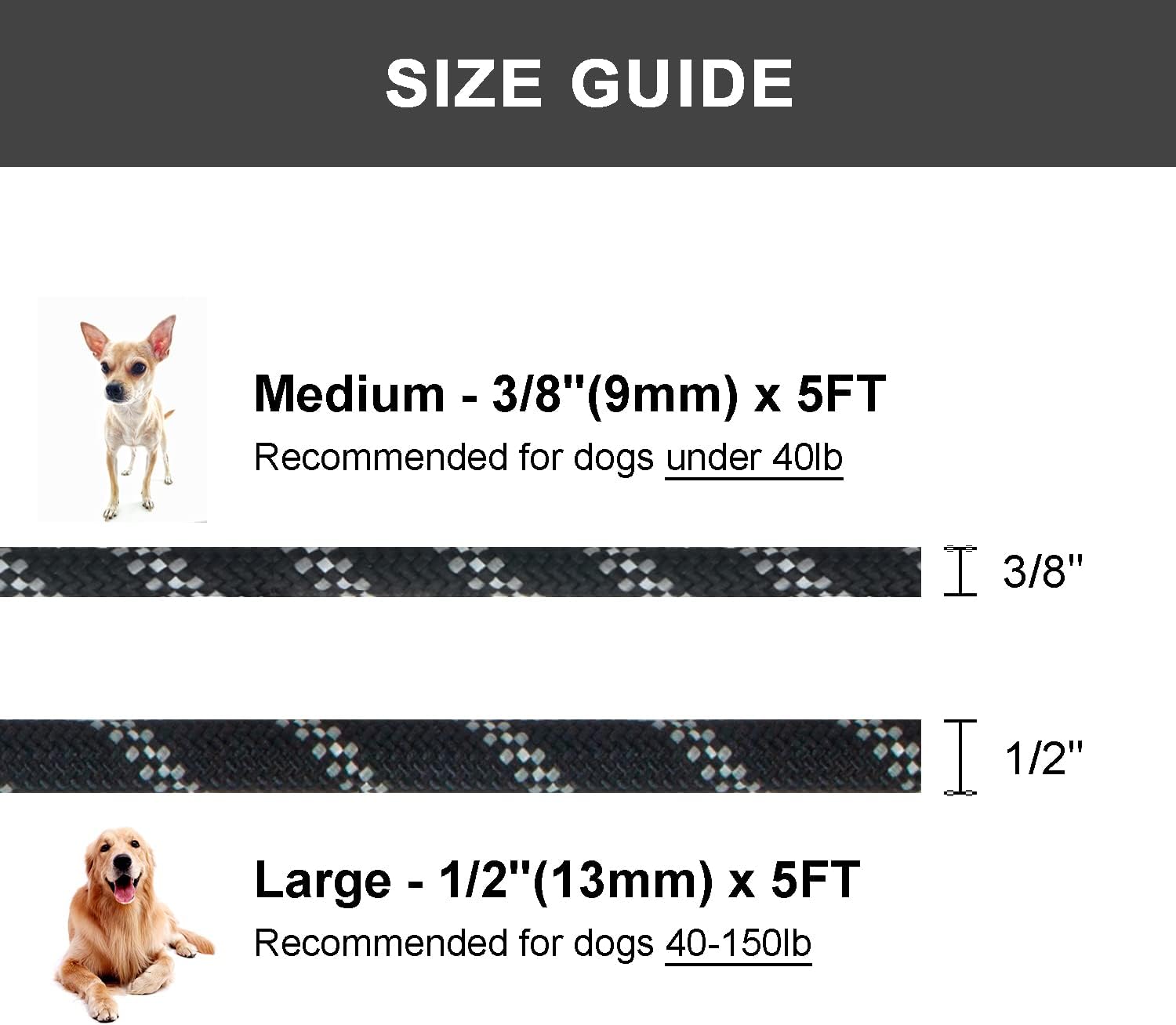 Correa antideslizante de 5 pies para perro, correa de cuerda resistente para perros pequeños, medianos y grandes, correa de entrenamiento sin