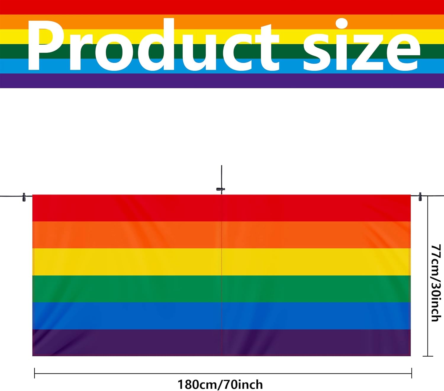 2 banderas de banderines de arco iris del orgullo gay, LGBTQ de tela lesbiana para colgar banderines del día del orgullo, desfiles al aire libre,