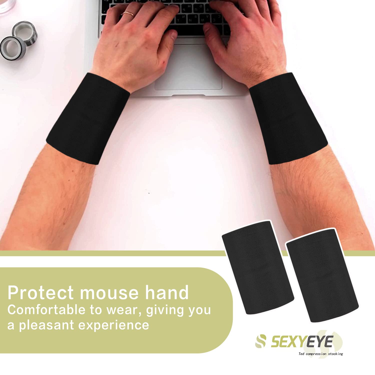 SEXYEYE Muñequera de compresión para hombres y mujeres, muñequeras elásticas para tenis, tendinitis, túnel carpiano, bandas para cubrir tatuajes
