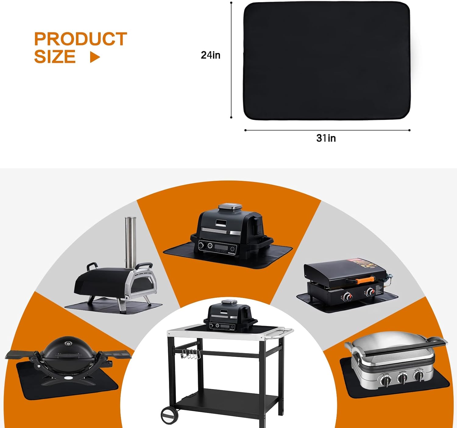 SUITMAT Tapete de parrilla para parrilla al aire libre, tapete de parrilla ignífugo de doble cara para proteger tu mesa de parrilla, tapete