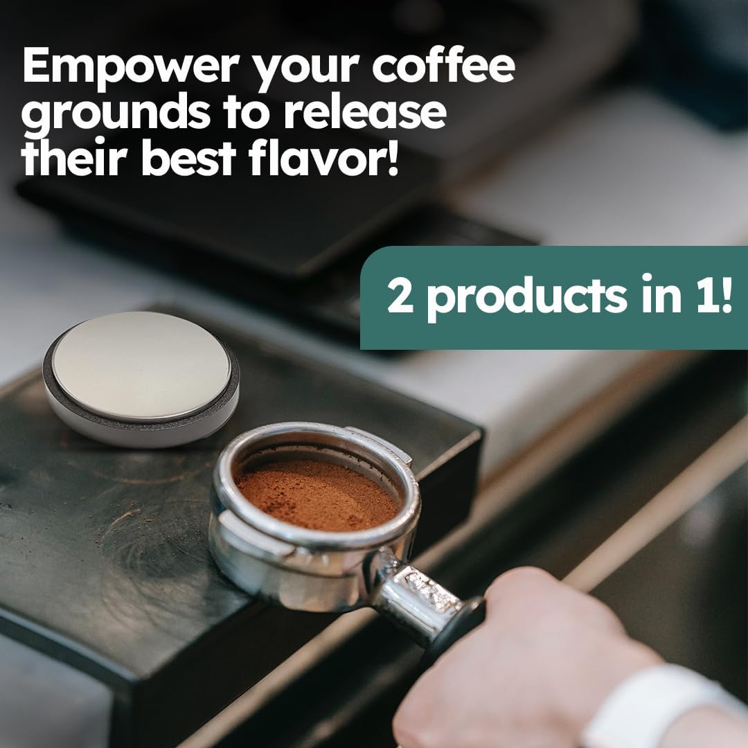 Espresso Tamper 2.283 in, distribuidor profesional de café y manipulador de mano, profundidad ajustable para todos los portafiltros de espresso de