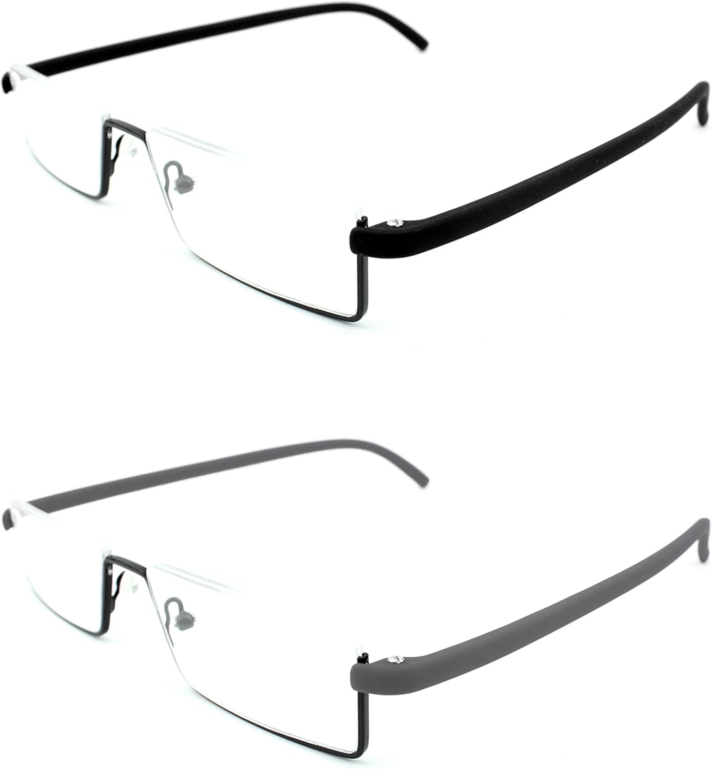 Lentes de lectura de medio marco con estuche portátil, lentes de lectura delgados y ligeros para mujeres y hombres (2 pares 1.5)