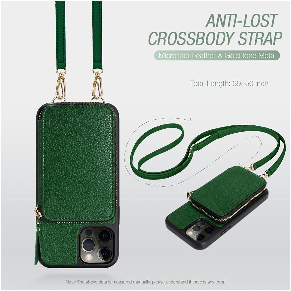 ZVE Magsafe Funda con cartera, bloqueo de interferencia de radiofrecuencia y cargador inalámbrico para el iPhone 12 Pro, funda cruzada de cuero con