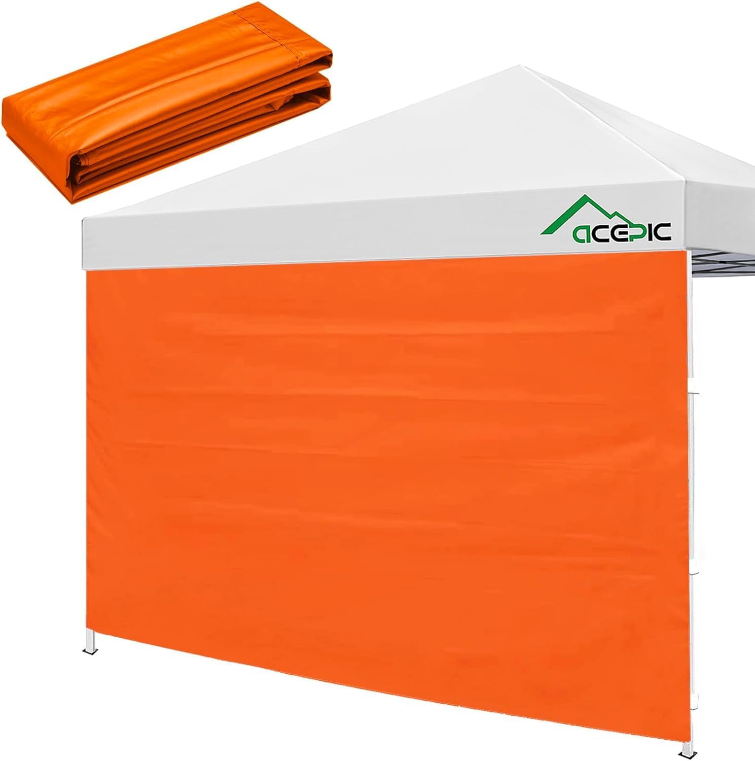 Paredes laterales de tienda de campaña instantánea para toldo desplegable de 10 x 10 pies, impermeable 210D, 1 pared lateral, naranja (solo 1 pared