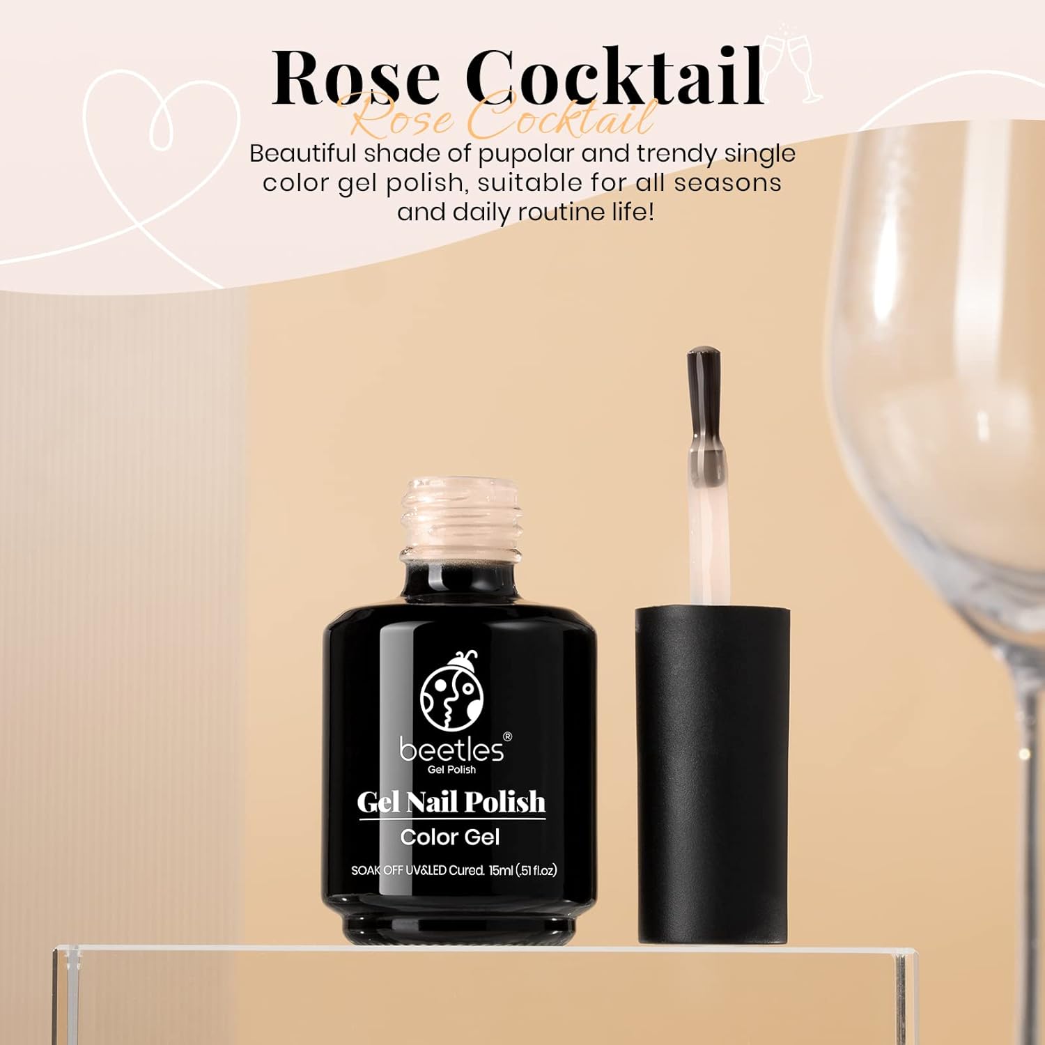 Beetles Jelly Gel Nail Polish 15ml Neutral Nude Pink Set with 15ml Milky White Jelly Gel Polish Rose Cocktail Soak Off Translucent UV LED Nail Lamp
