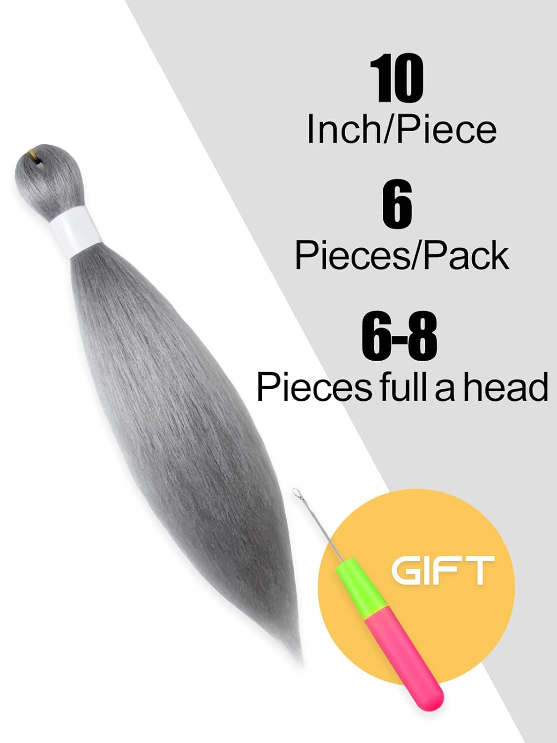 Cabello trenzado preestirado de 10 pulgadas, 6 paquetes de cabello trenzado profesional suave, trenzas de ganchillo de textura recta, fibra
