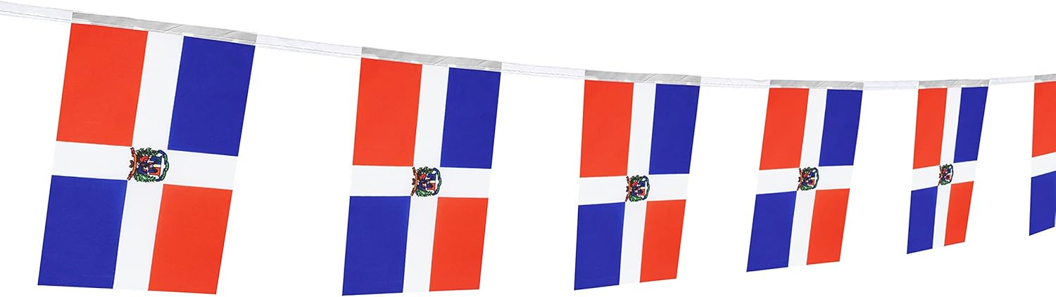 Bandera de Dominica Dominicans, 100 pies76 banderines nacionales del mundo del país, suministros de decoración de fiesta para Juegos Olímpicos,