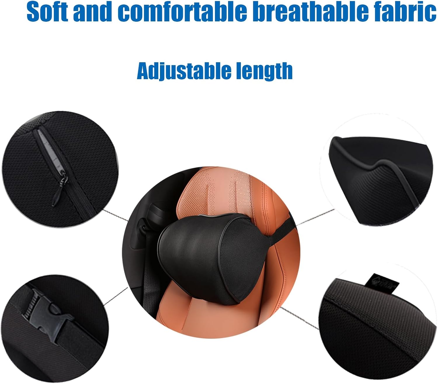 Almohada para reposacabezas de asiento de automóvil, almohada para reposacabezas de automóvil para conducir, 100% espuma viscoelástica y almohada