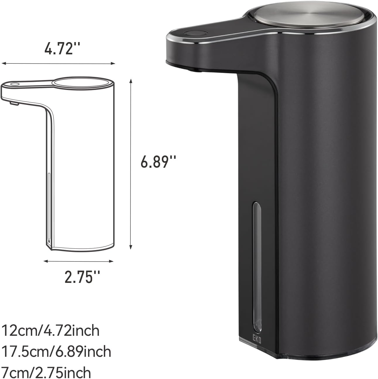 EKO Dispensador de jabón automático sin contacto Aroma para baño y cocina, dispensador de jabón líquido de manos, resistente al agua y recargable, 9