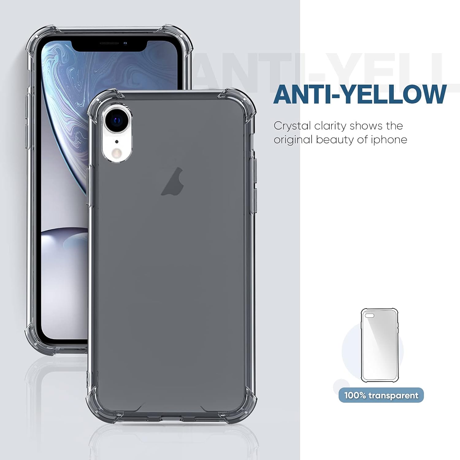 ORIbox Funda compatible con iPhone XR, funda translúcida mate y protector de pantalla de vidrio para iPhone 11, XR (6.1 pulgadas), protector de
