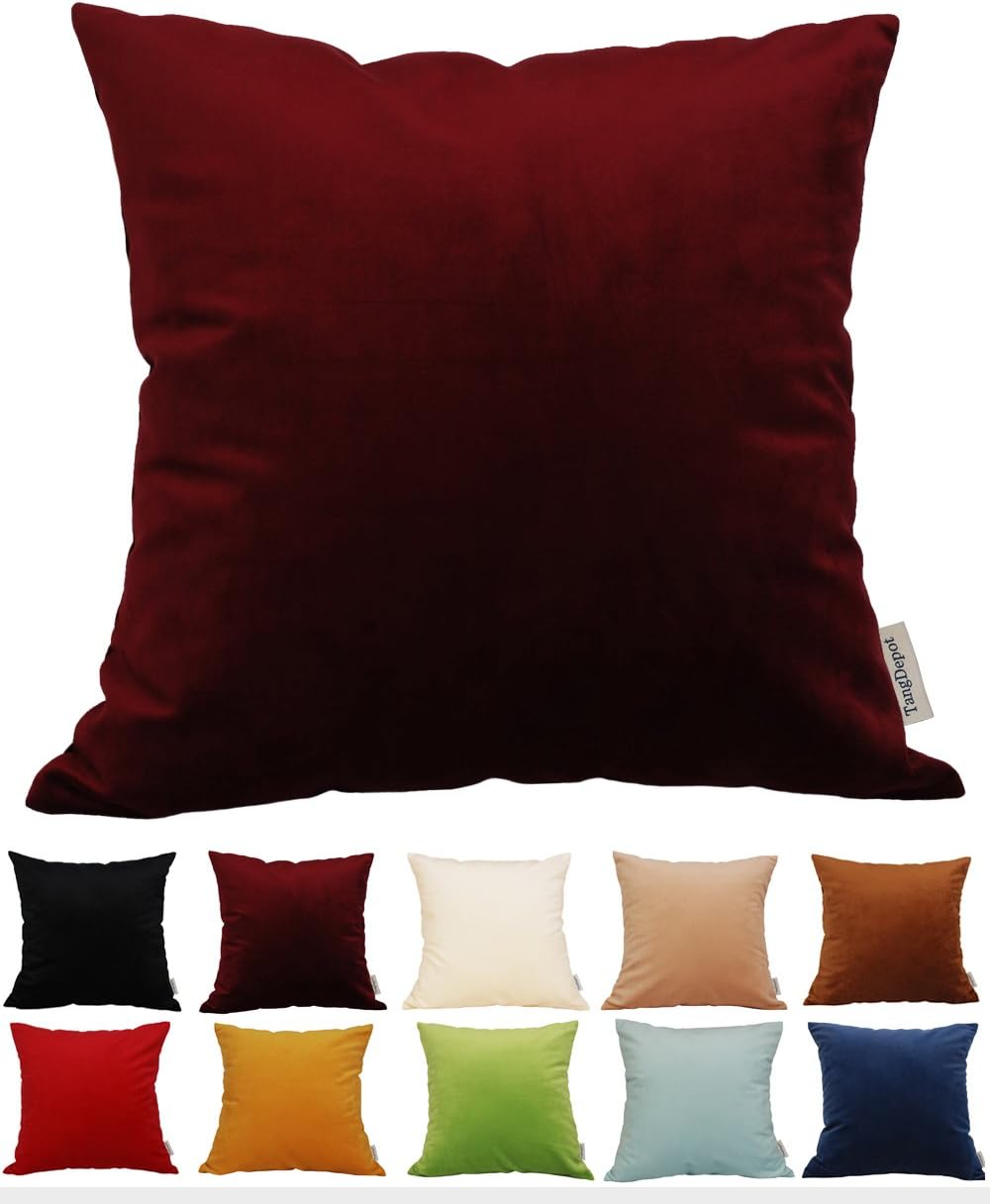 TangDepot – Funda de almohada de terciopelo macizo, funda de almohada, fundas de almohada supersuaves de lujo, muchas opciones de color y tamaño
