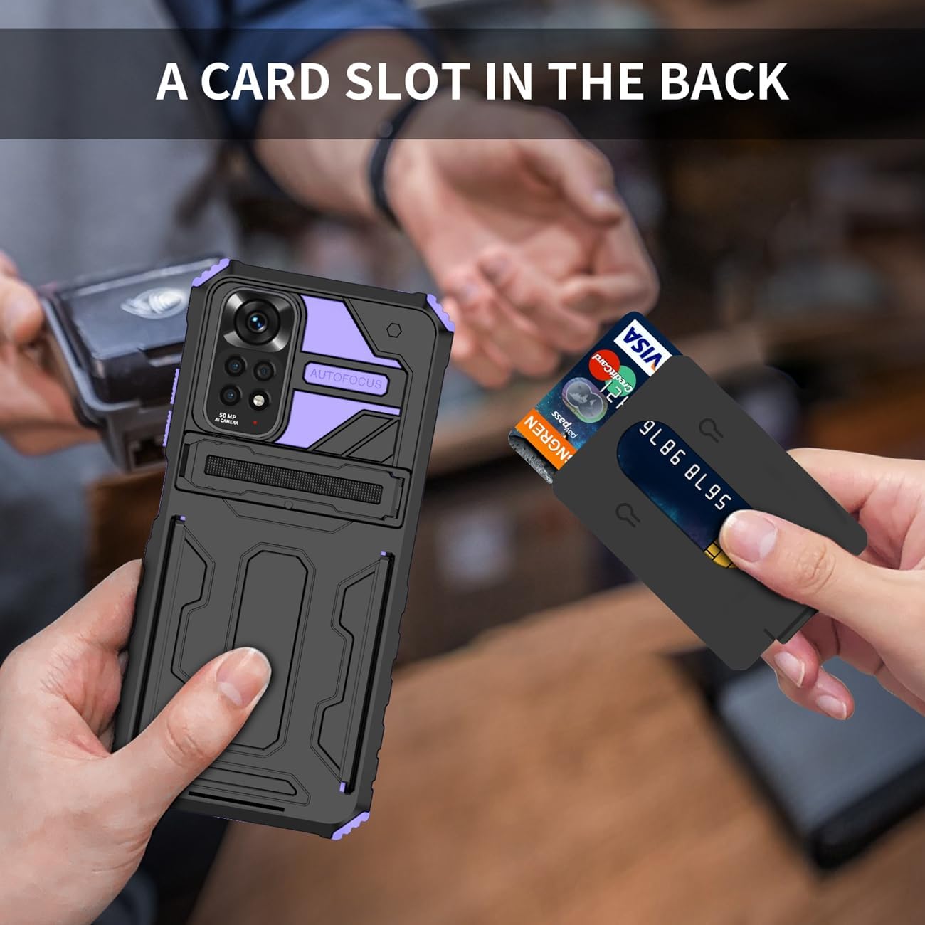 Funda de teléfono para Redmi Note 11Redmi Note 11S 2201117TY Funda con protector de pantalla, cartera desmontable para tarjeta de crédito con