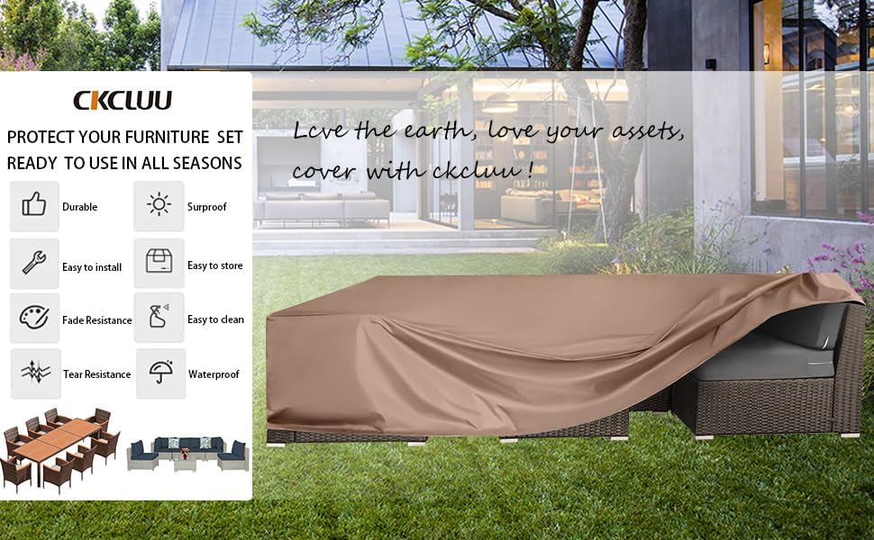 Juego de funda impermeable para muebles de patio, fundas resistentes para muebles de exterior, juego de fundas resistentes para mesa de comedor y